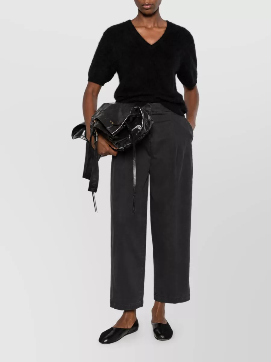 Via Masini 80 pleated denim trousers