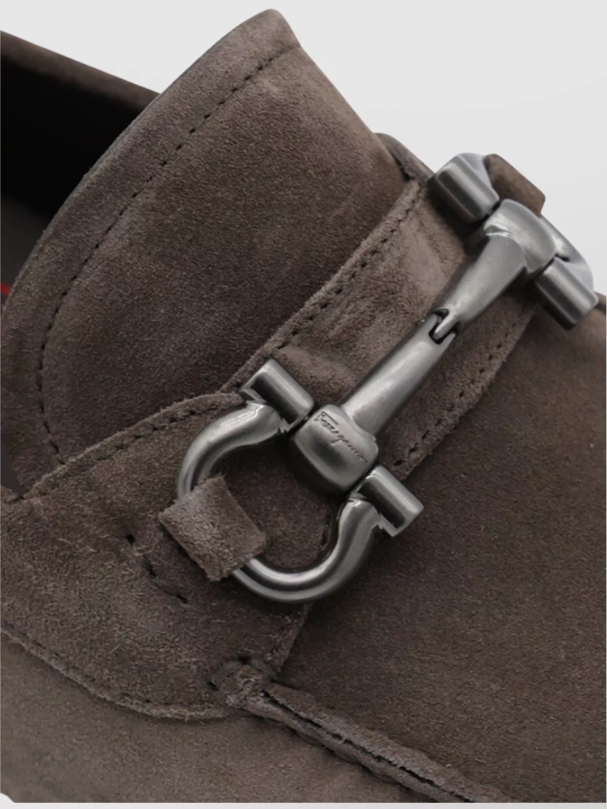 Ferragamo Buckle Detail Suede Loafers With Rubber Sole