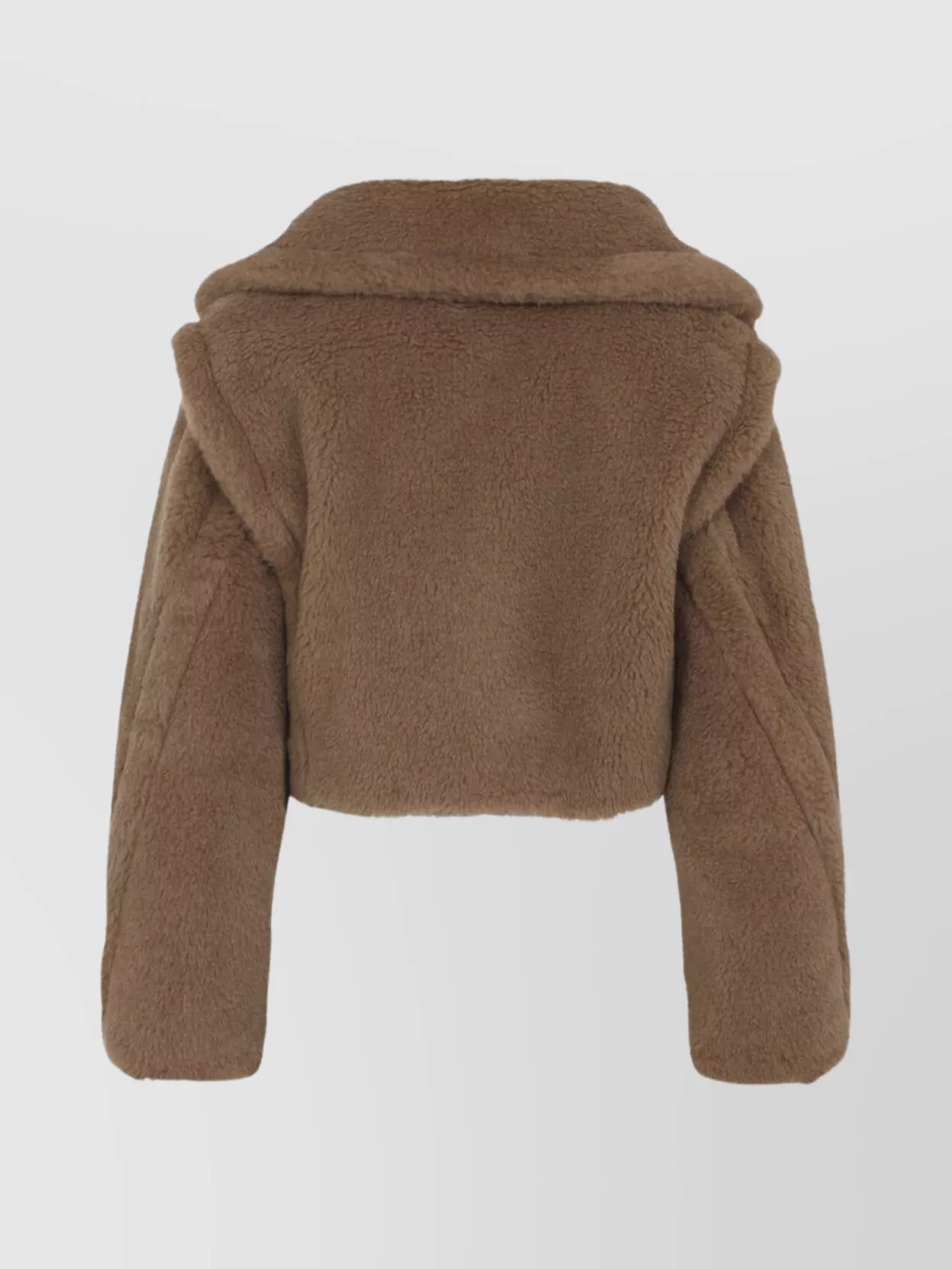 Max Mara Short Teddy Coat Notched Lapels In Brown