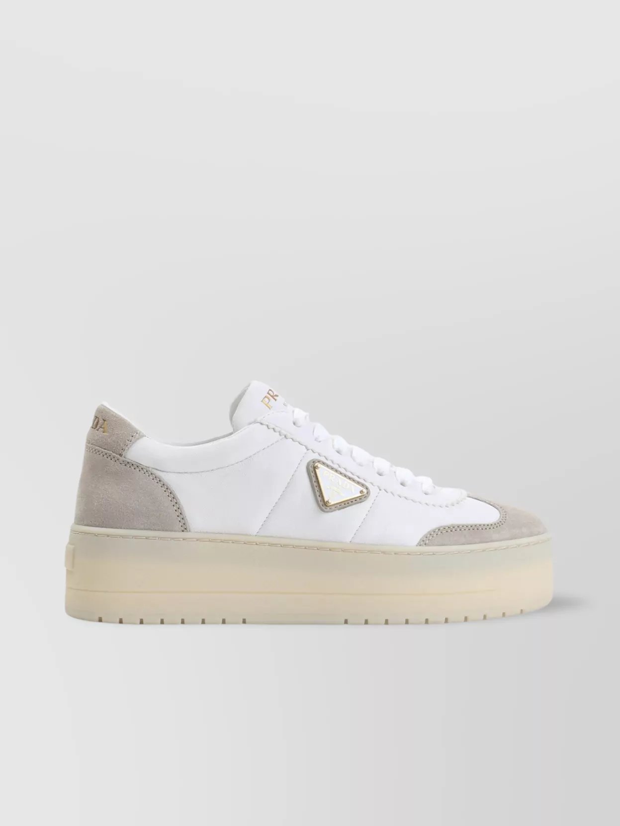 Prada Urban Lamb Leather Sneakers In White