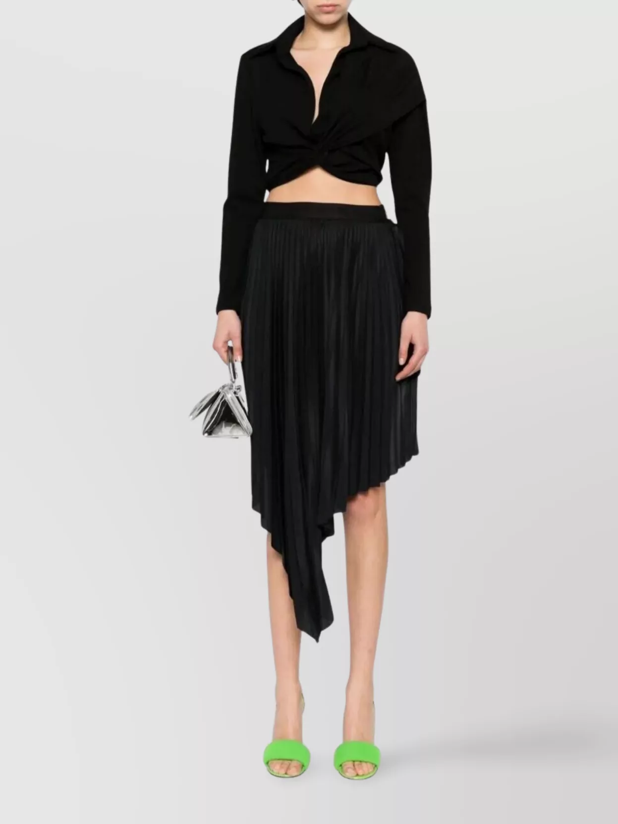 Gauge81 Cropped Twist Front Shirt With Long Sleeves