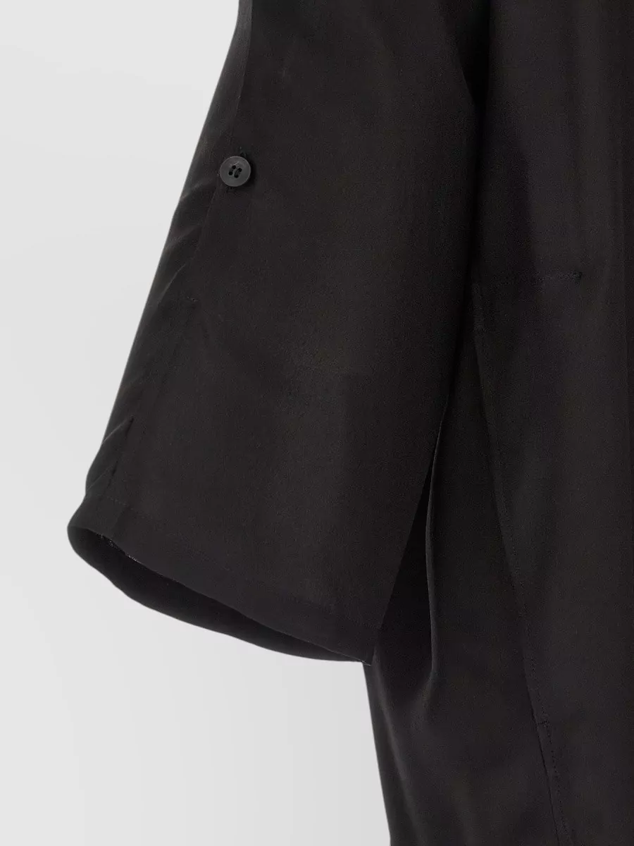 Yohji Yamamoto Silk Printed 3/4-Sleeve Cutout Shirt