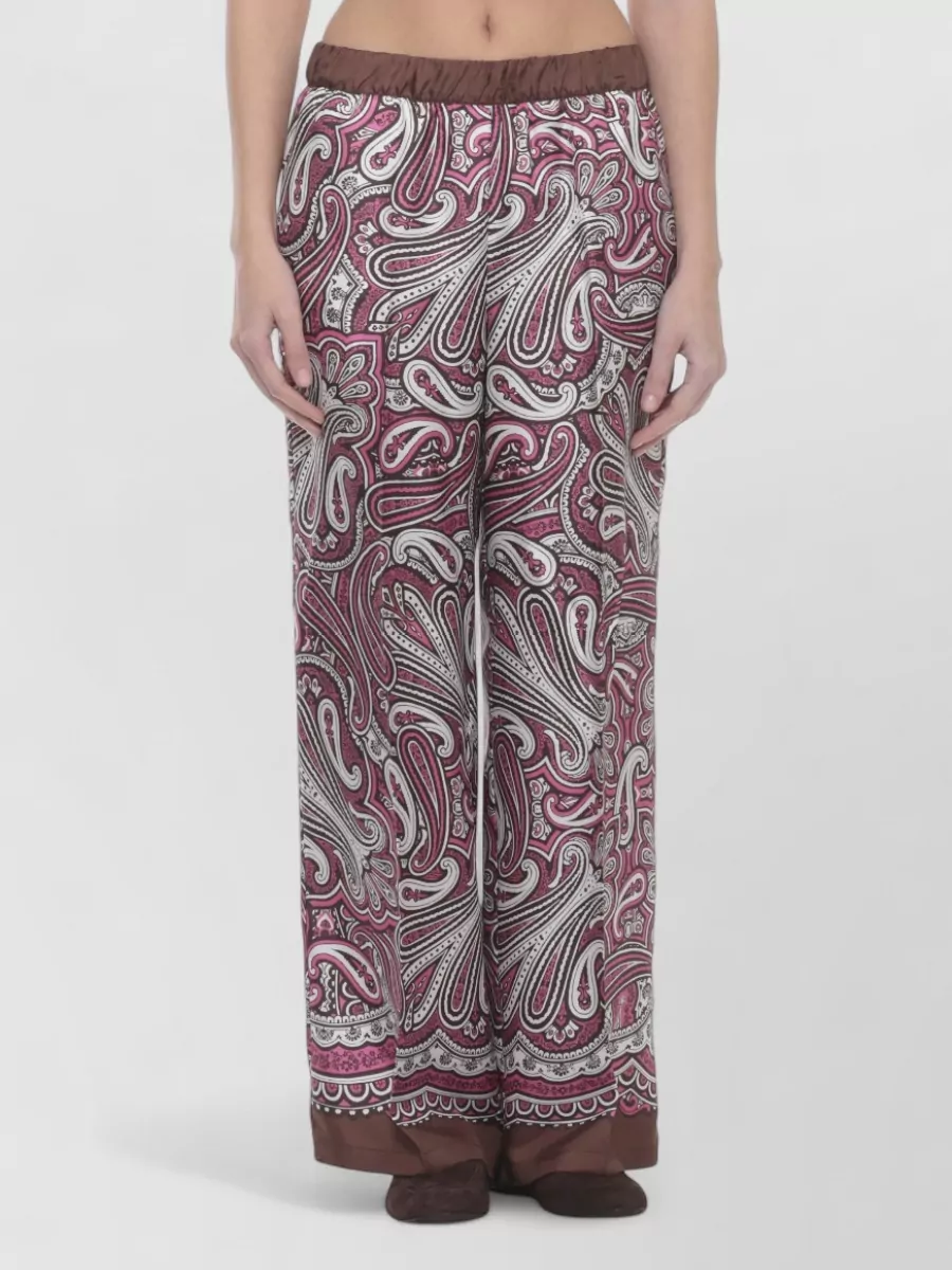 Parosh Silk Paisley-Print Wide-Leg Trousers