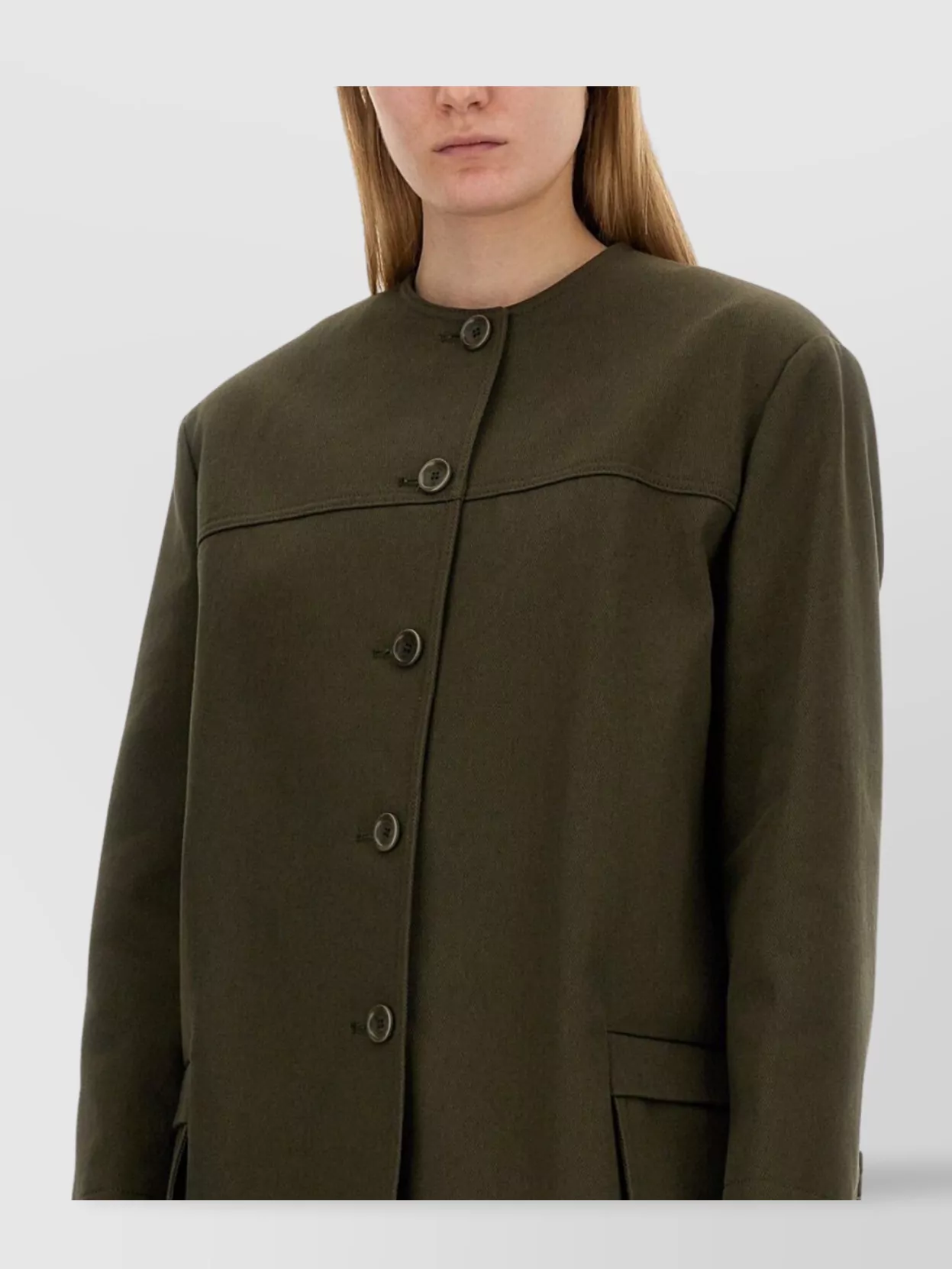 Max Mara Tailored Jacket Flap Pockets In Green