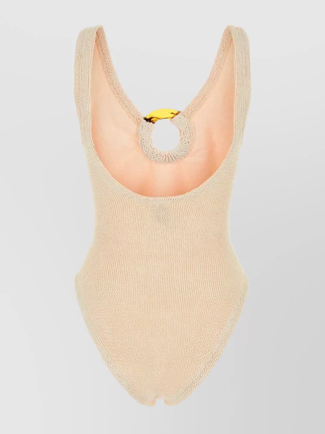 Hunza G Stretch Nylon Celine Swimsuit With Ring Detail In Brown