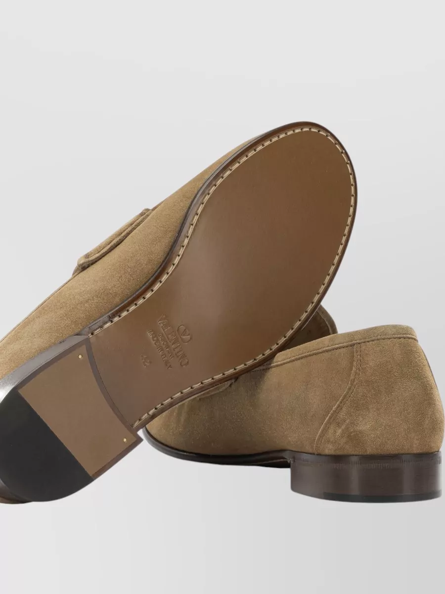 Valentino Garavani Loafers Featuring Gold Tone Hardware Suede
