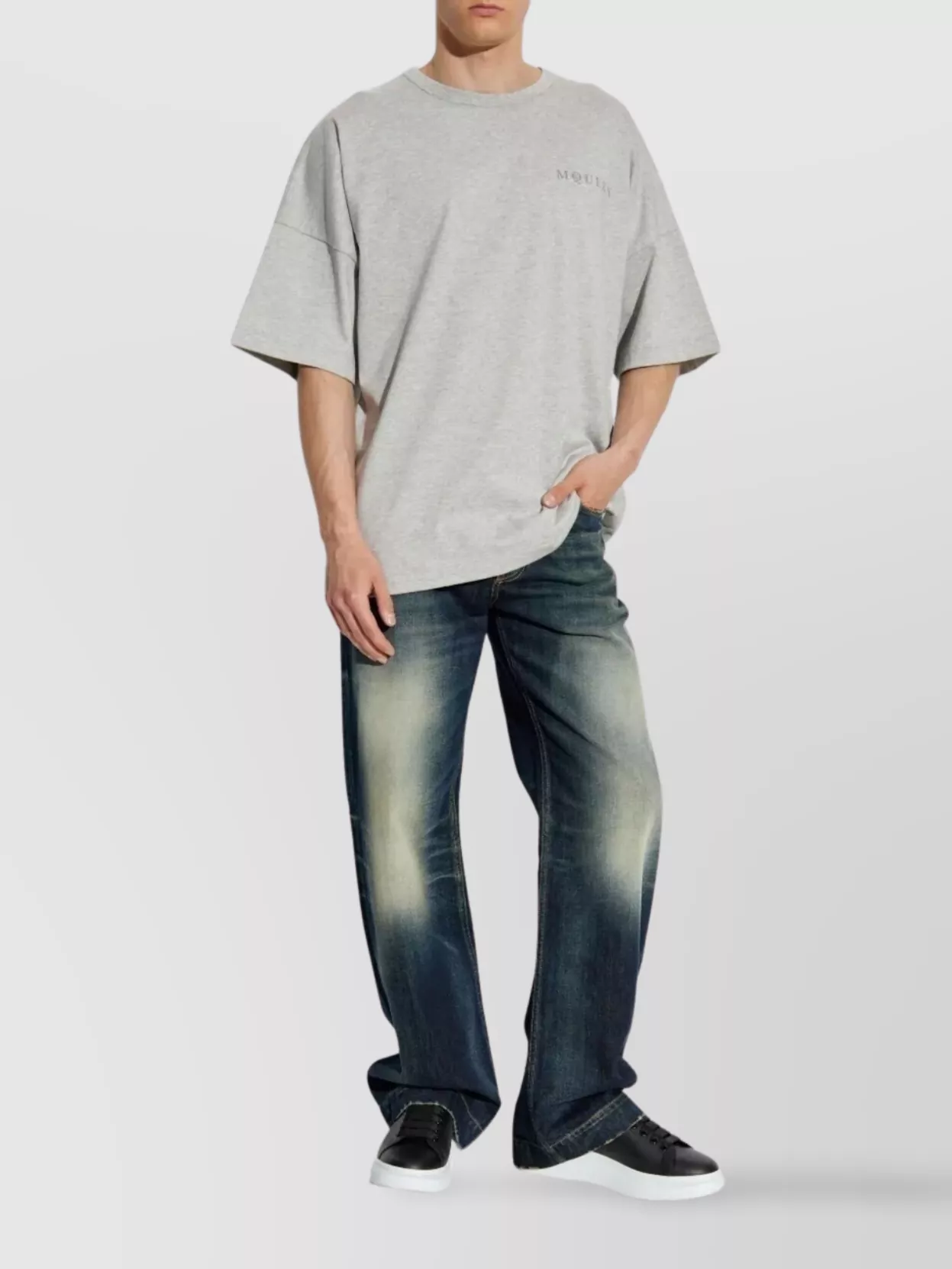 Alexander Mcqueen Wide Leg Faded Jeans