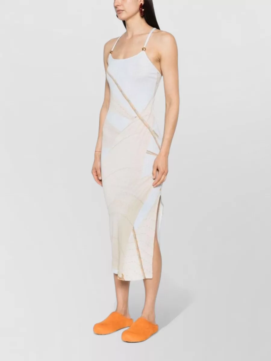 Loewe Paula's Ibiza Cotton Blend Sail Print Sleeveless Strappy Midi Dress