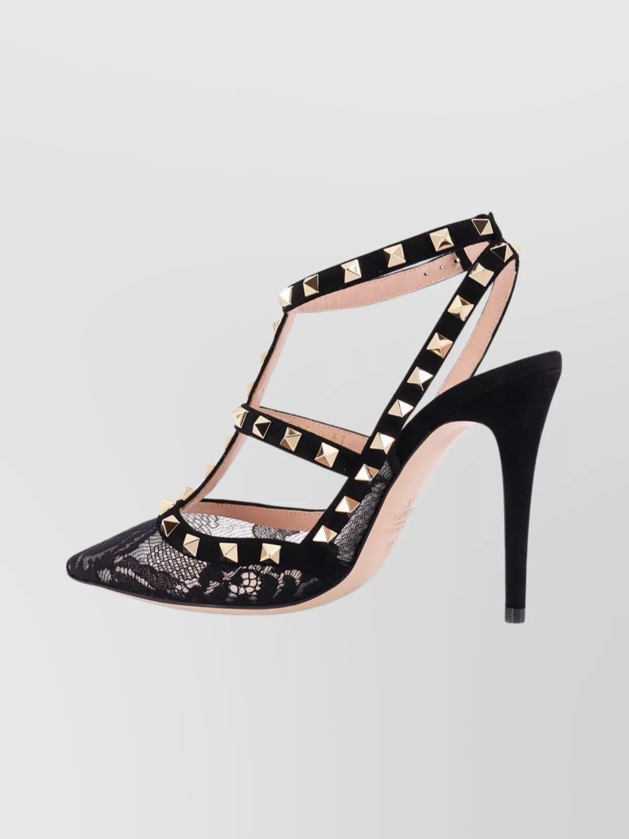 Valentino Chic Pumps With Lace And Studded Straps In Black