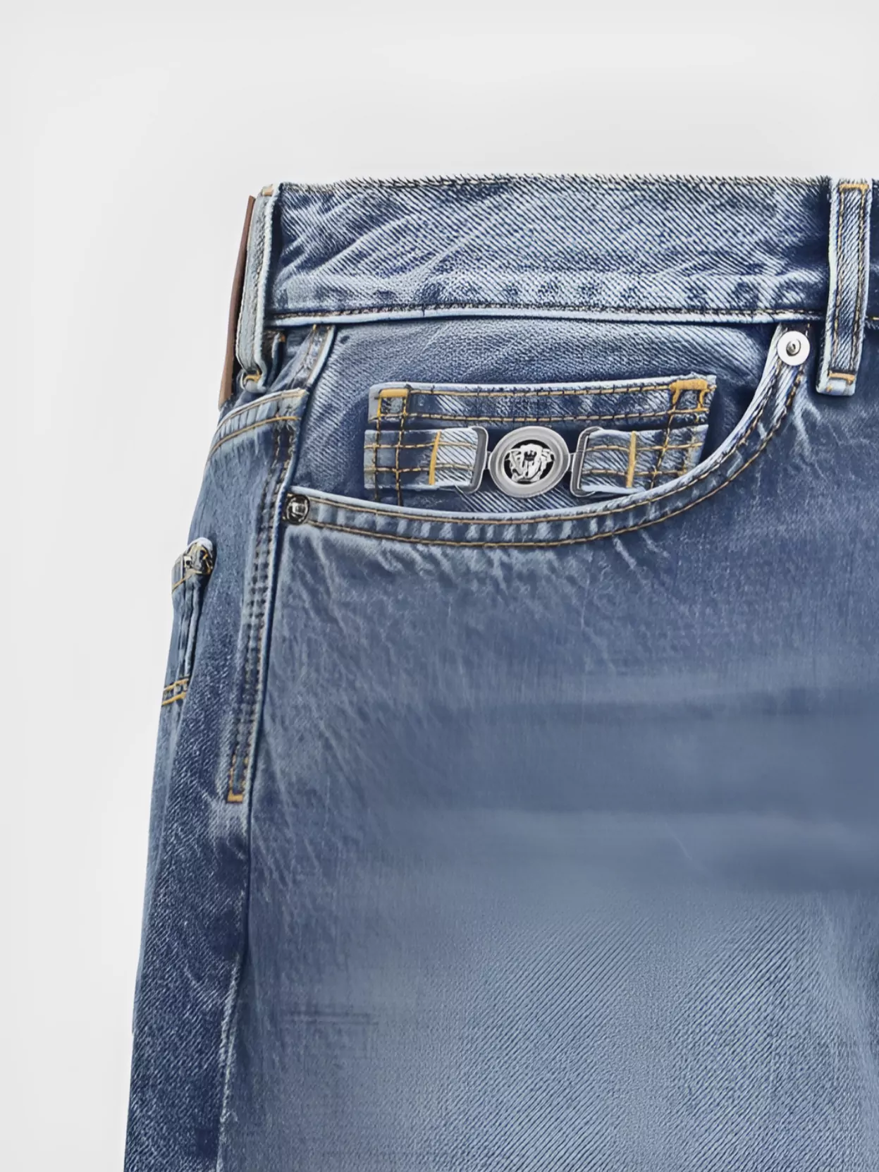 Versace Baroque High-Waist Denim Trousers