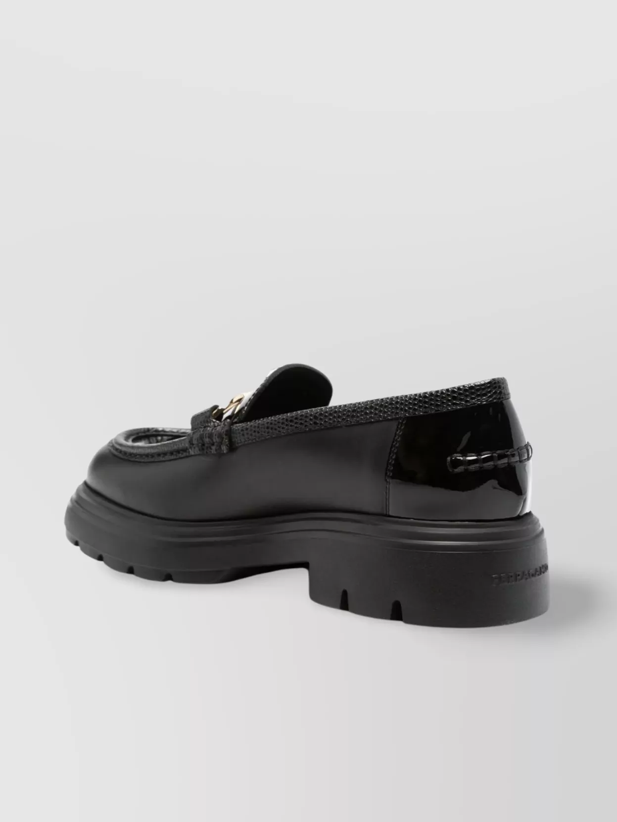 Ferragamo Brooke Loafers With Chunky Sole And Gold-tone Hardware In Black