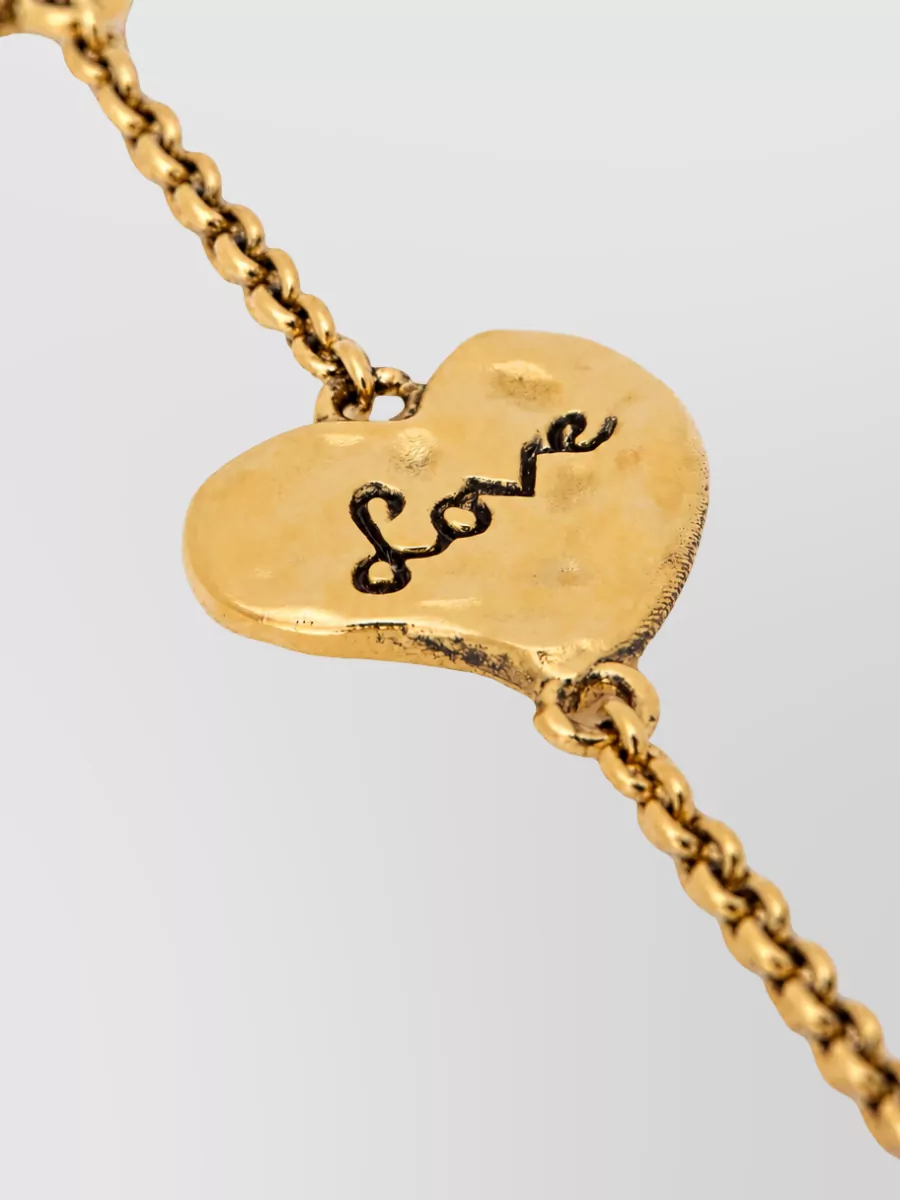 Saint Laurent Cable-Link Chain Heart Pendant Bracelet