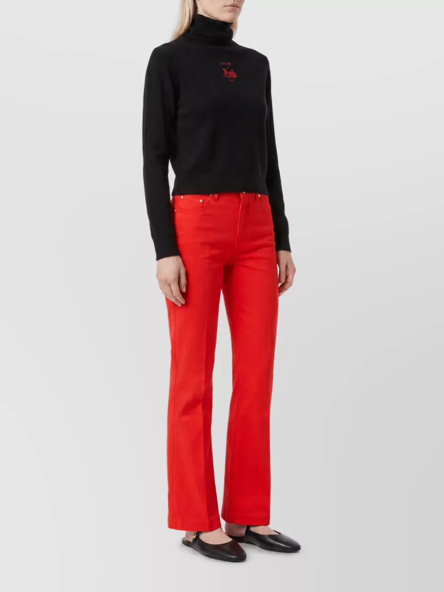 Celine Cashmere Ribbed High-Neck Sweater