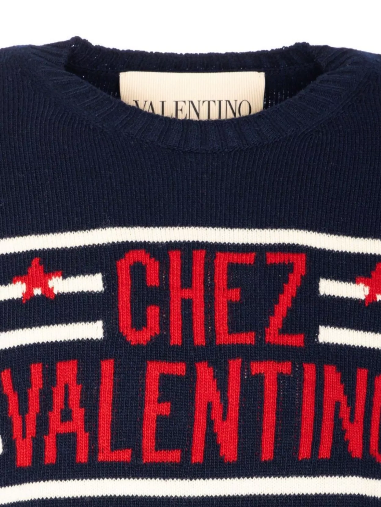 Valentino Garavani Striped Crewneck Sweater With Ribbed Finish