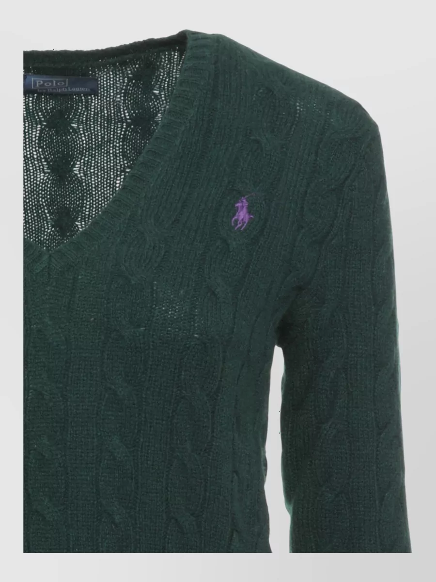 Ralph Lauren Cashmere Wool V-Neck Long-Sleeve Sweater