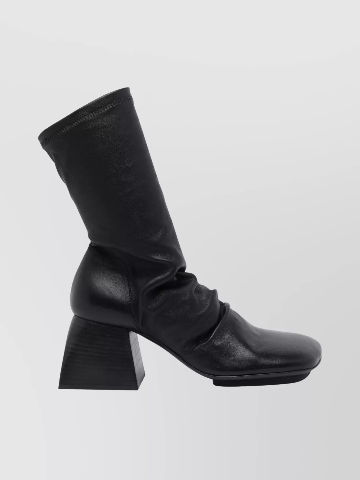 Uma Wang Leather Block Heel Ankle Length Boots