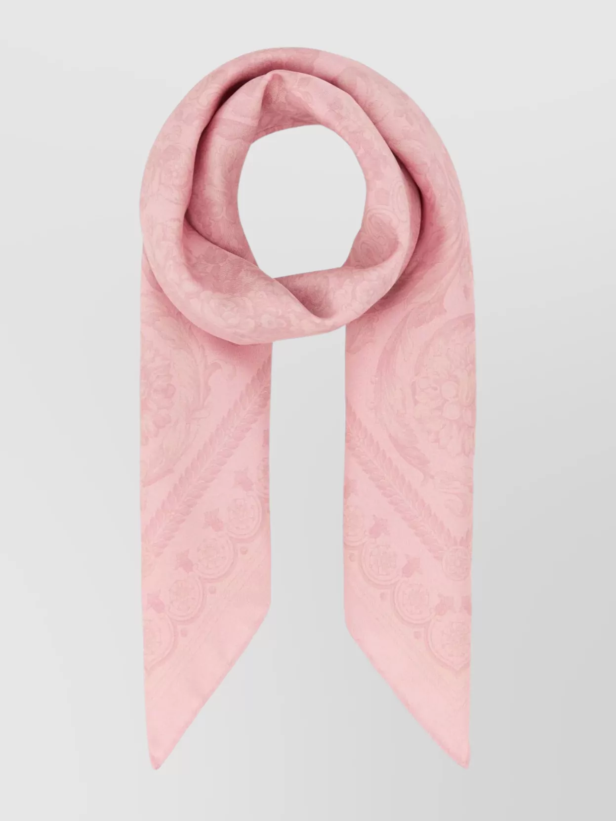 Shop Versace Silk Foulard With Baroque Paisley Print In Pastel
