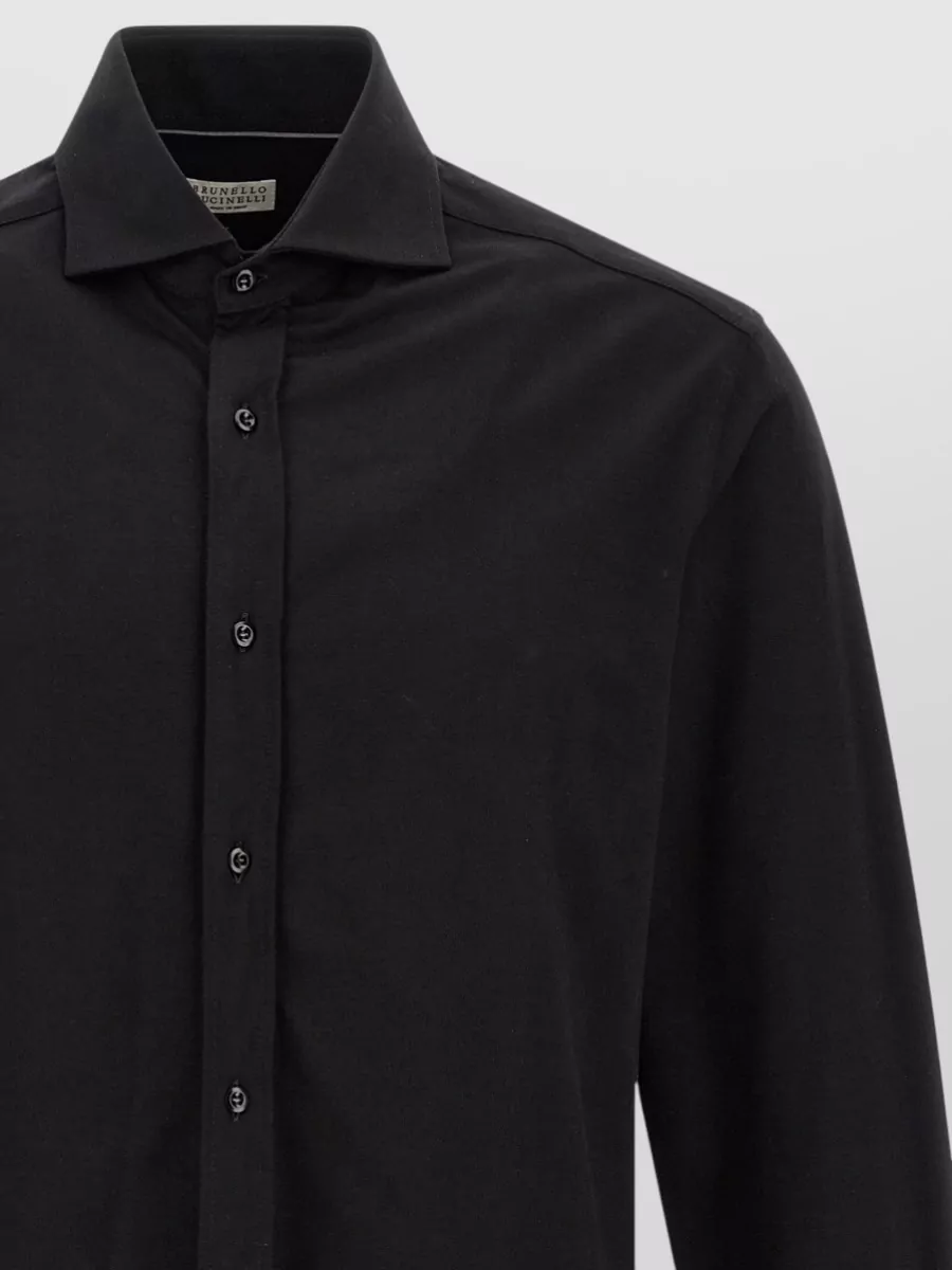 Brunello Cucinelli Cotton Piqué French Collar Long-Sleeve Shirt