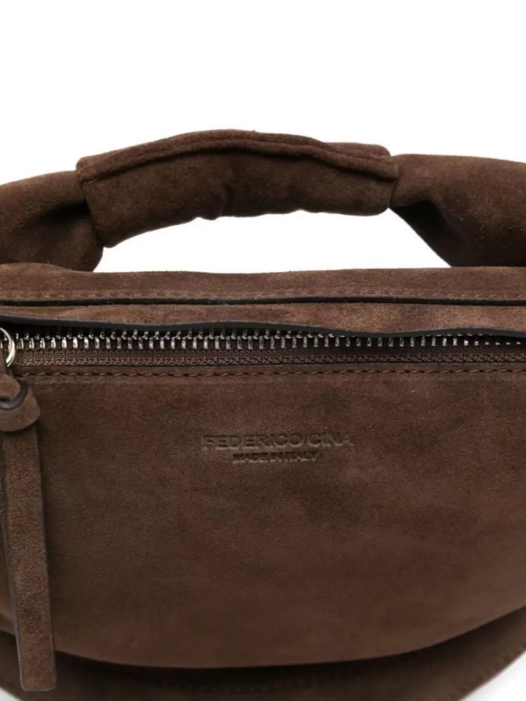 Federico Cina Suede Mini Bag Shoulder Strap In Brown