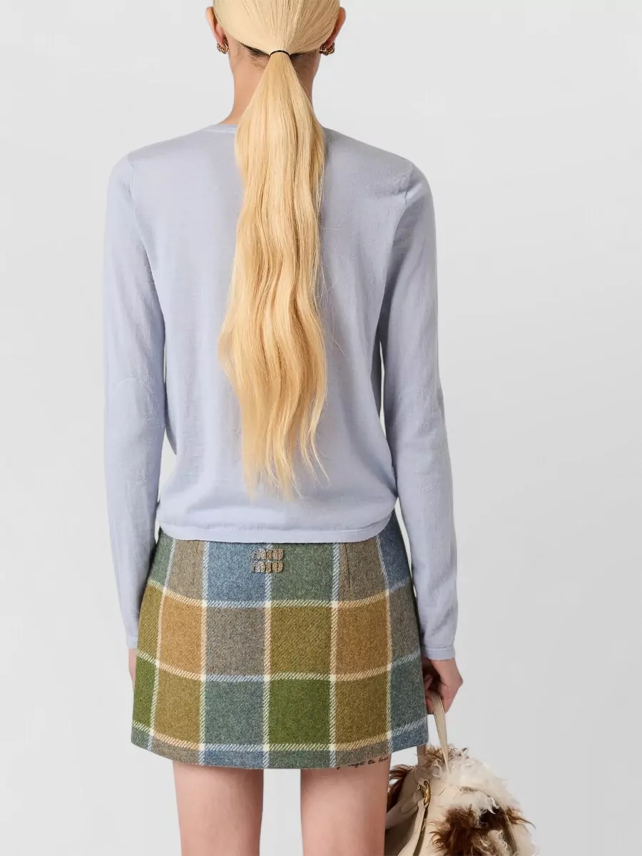 Miu Miu Crew Neck Knitwear Long Sleeves Ribbed Cuffs