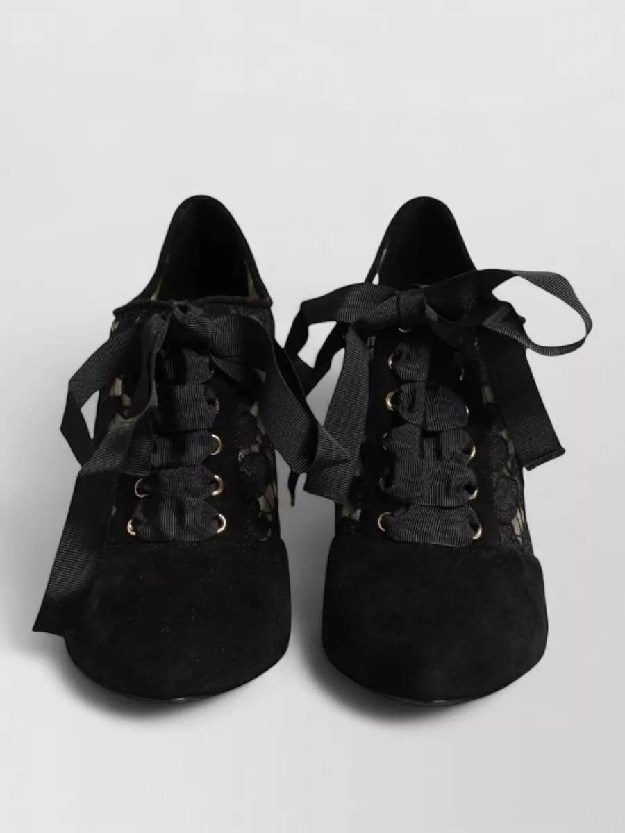 Dolce&Gabbana leather floral lace-up pumps