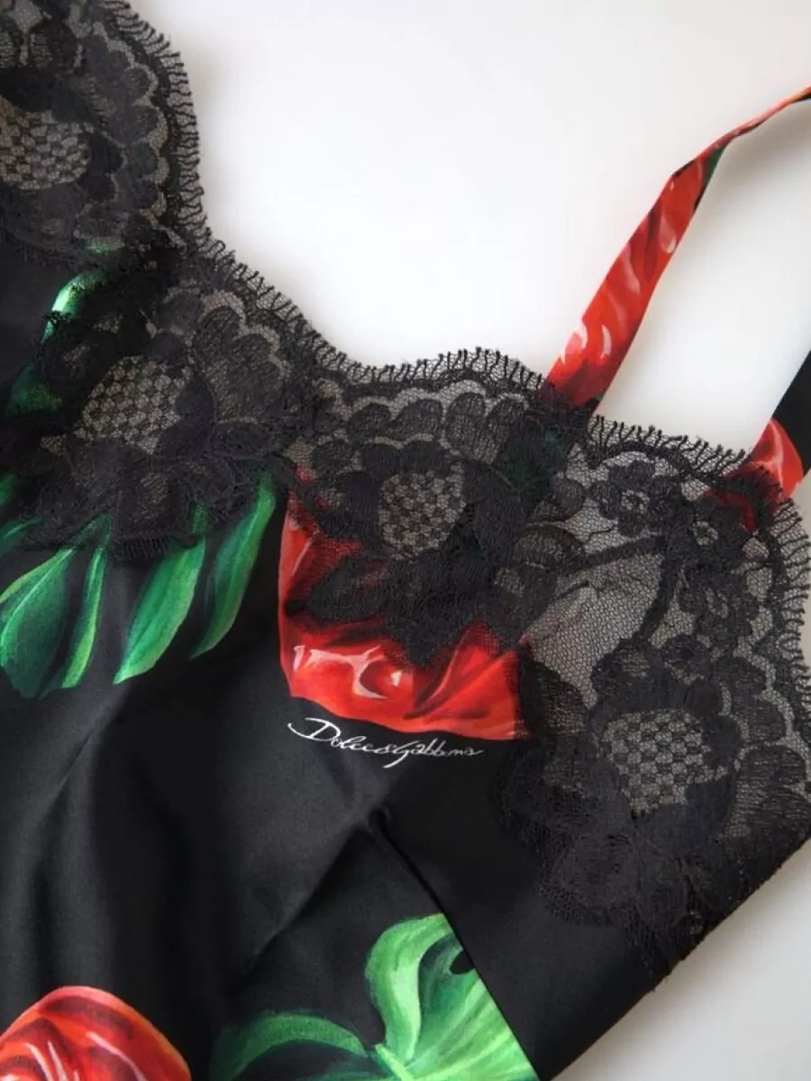 Dolce&Gabbana Silk Floral Print Lace Trim Camisole Top