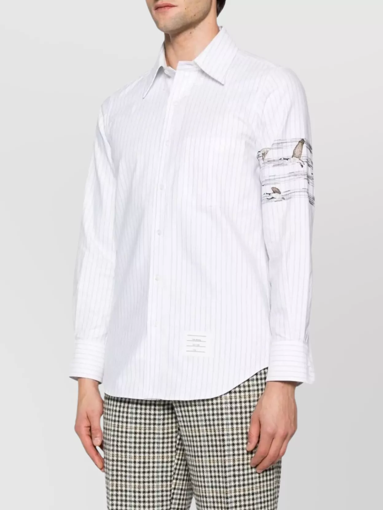 Thom Browne Straight Fit Shirt Geese Embroidery