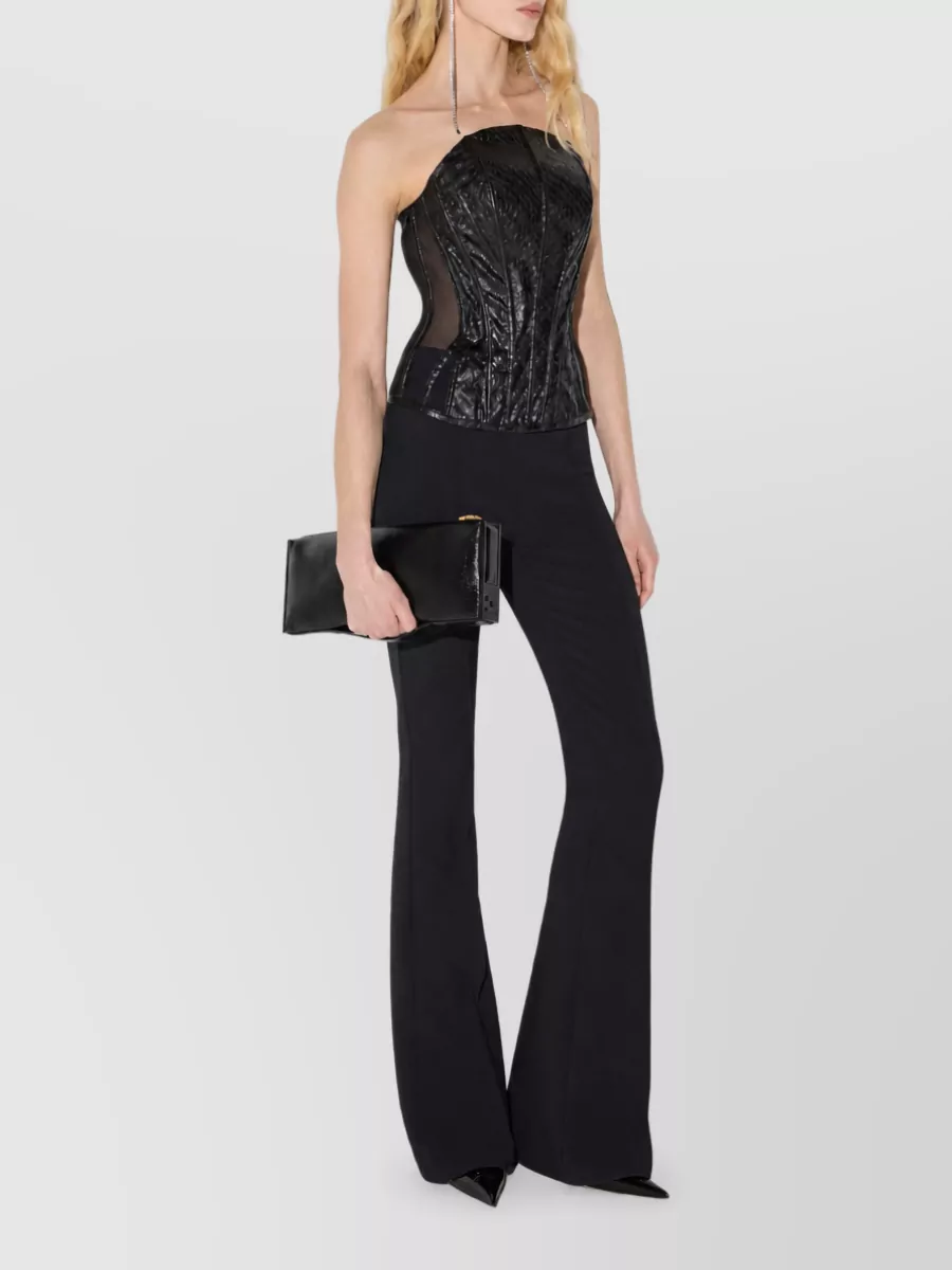 Elisabetta Franchi Faux Leather Strapless Slim-Fit Top