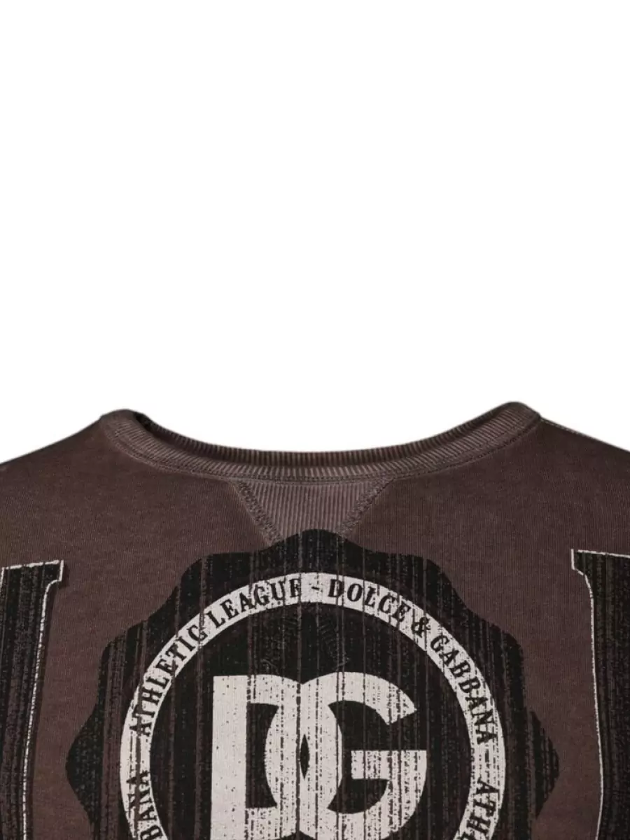 Dolce&Gabbana Cotton Logo Print Crew Neck Sweatshirt