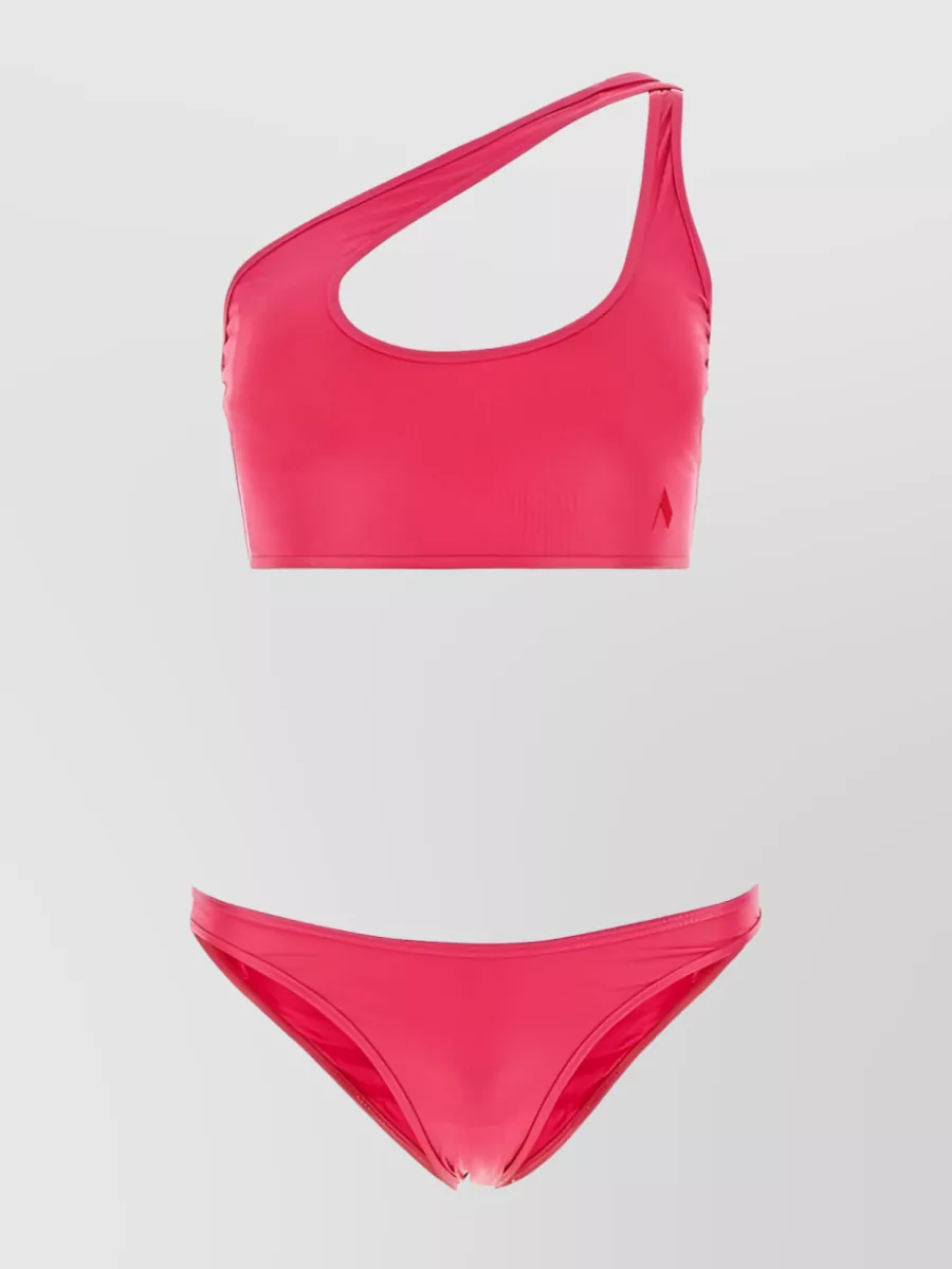 Shop Attico Bikini With Cross-strap Logo Embroidery In Pink