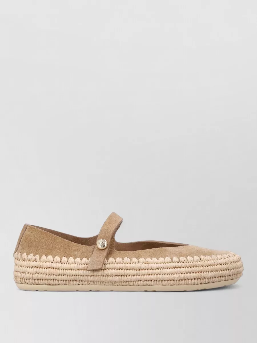 Loewe Leather And Raffia Espadrille Mary Jane Shoes