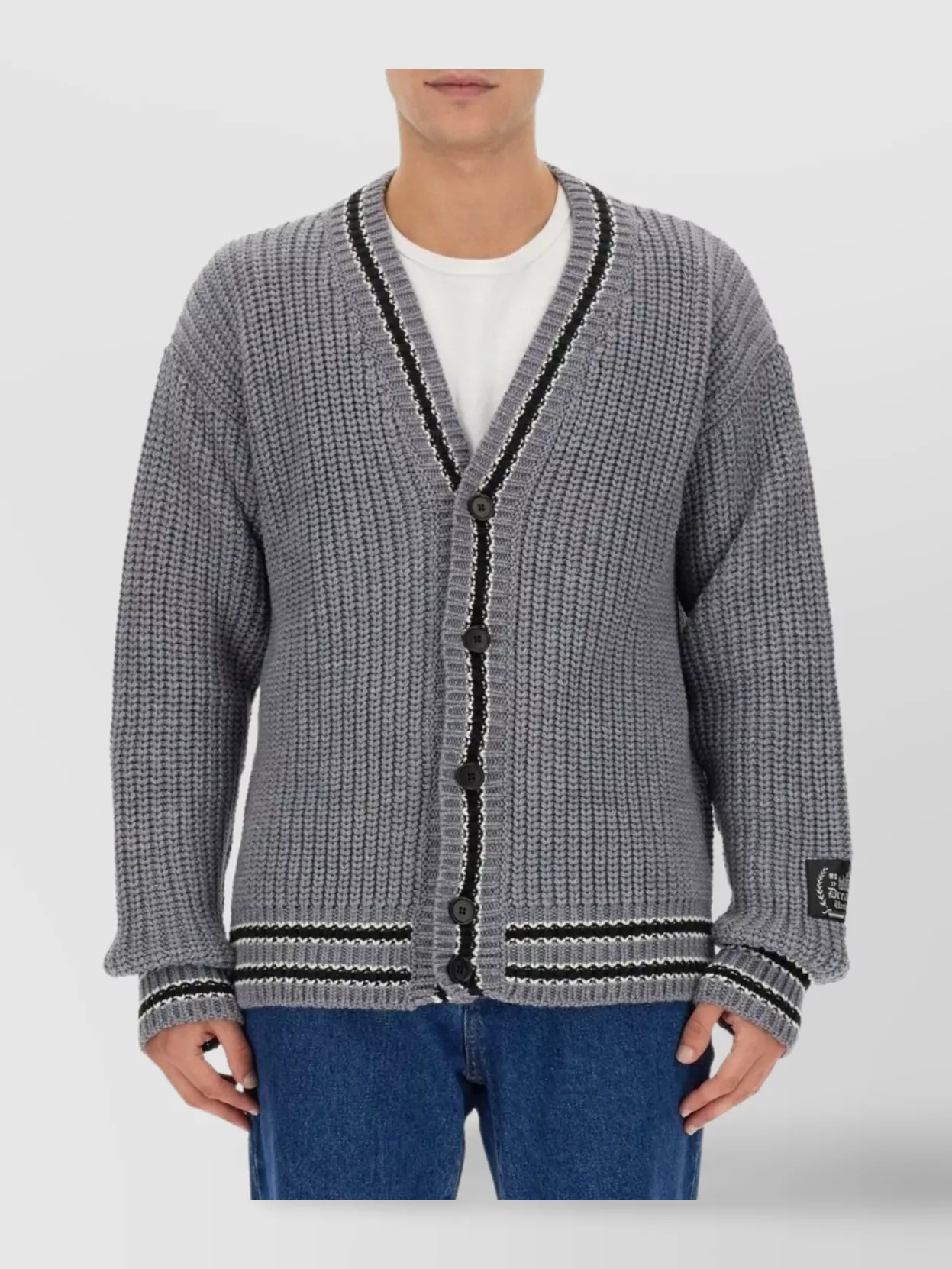 Msgm Ribbed V-Neck Cardigan With Long Sleeves