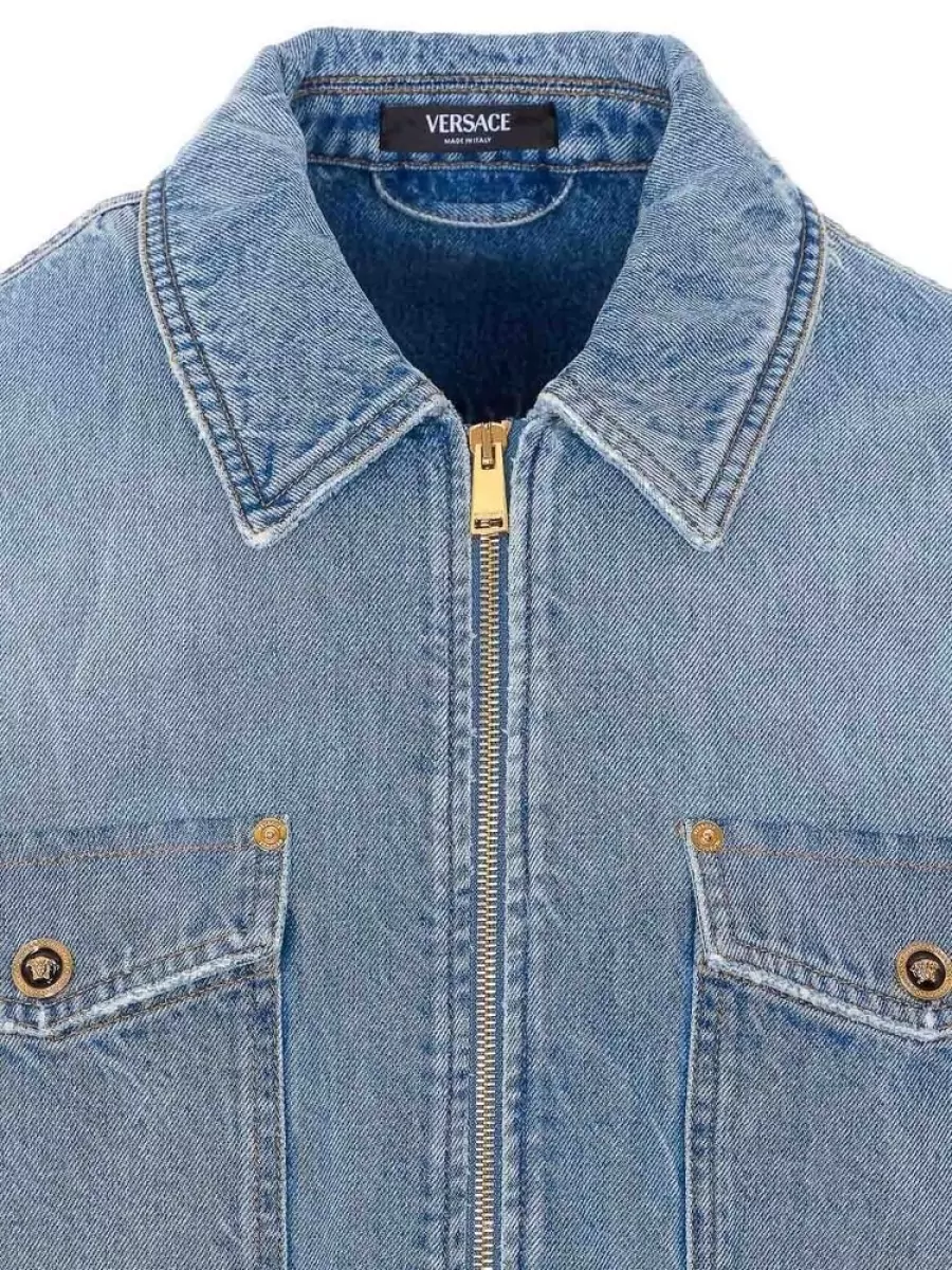 Versace Denim Zipped Shirt