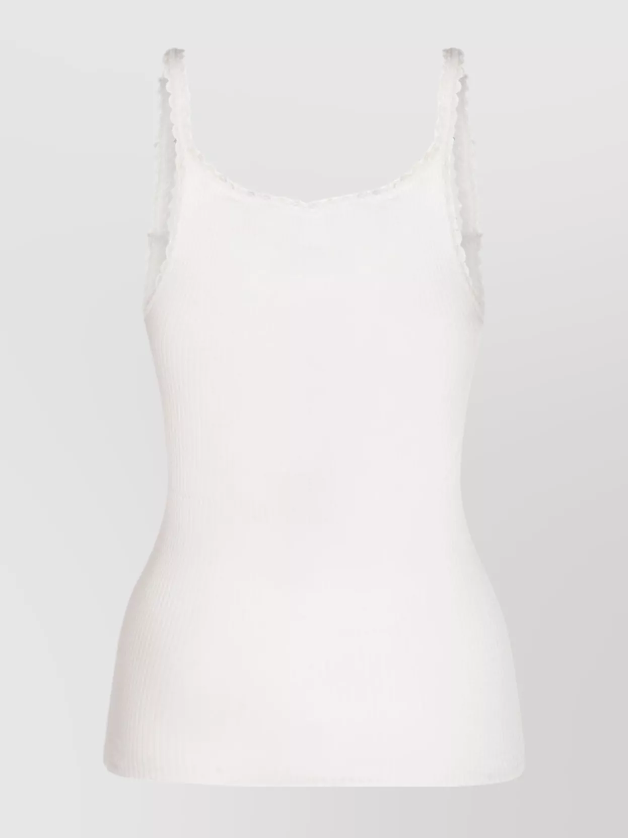 Chloé Fitted Ribbed Top Scalloped Trim