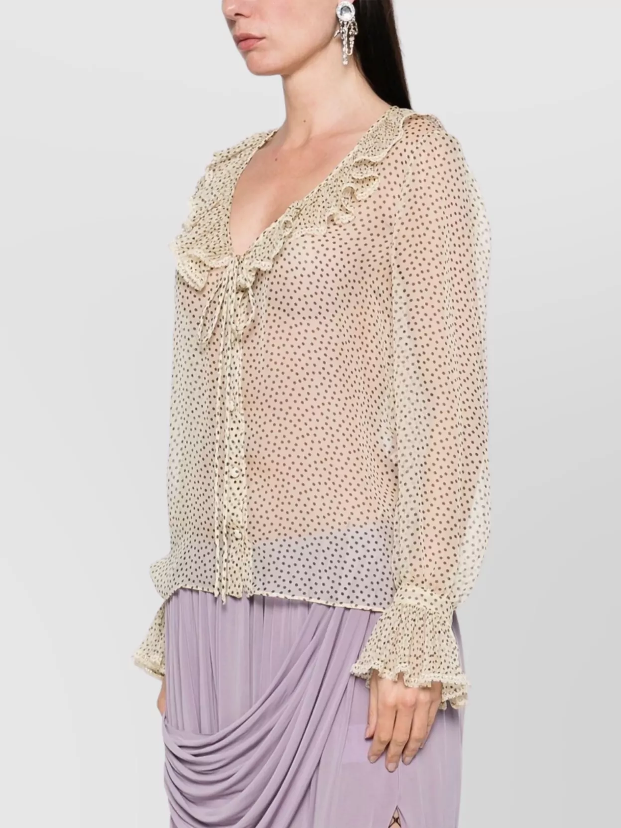 Shop Valentino Polka Dot Silk Chiffon Blouse
