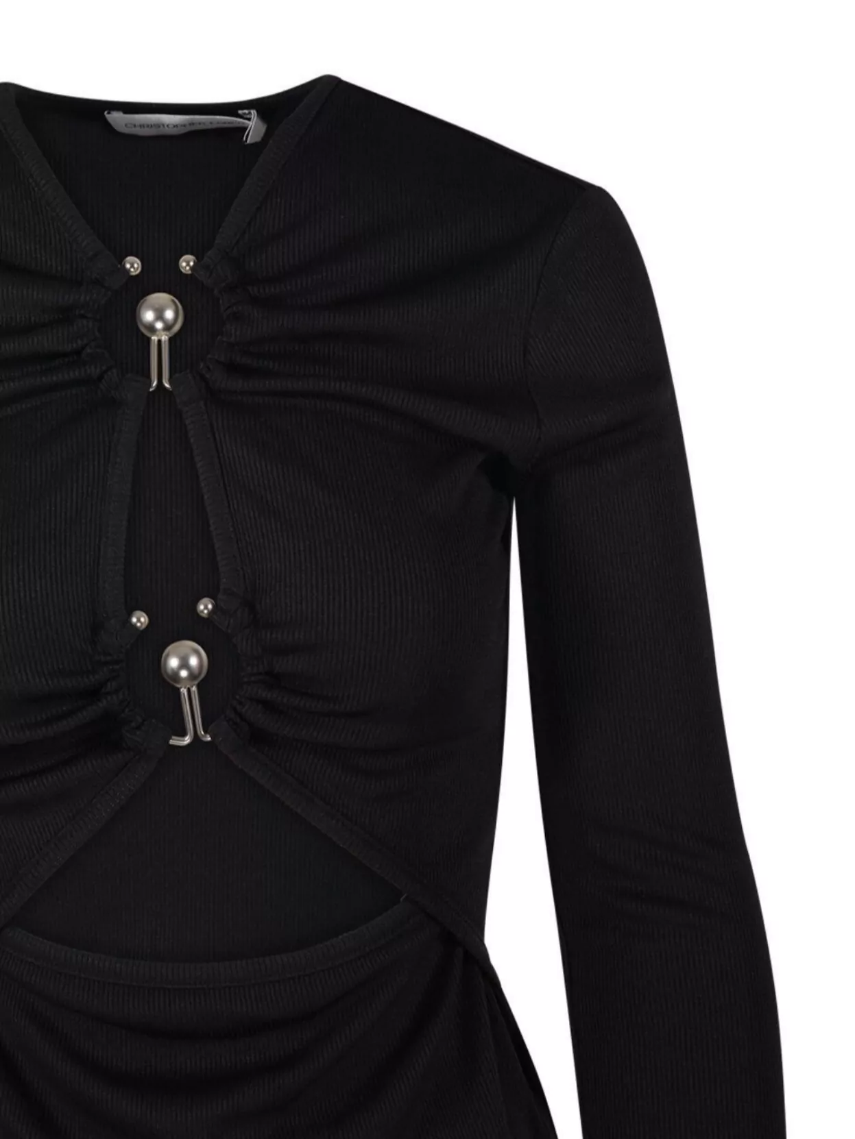 Christopher Esber Orbit Ruched Cutout Long-sleeve Ribbed Top