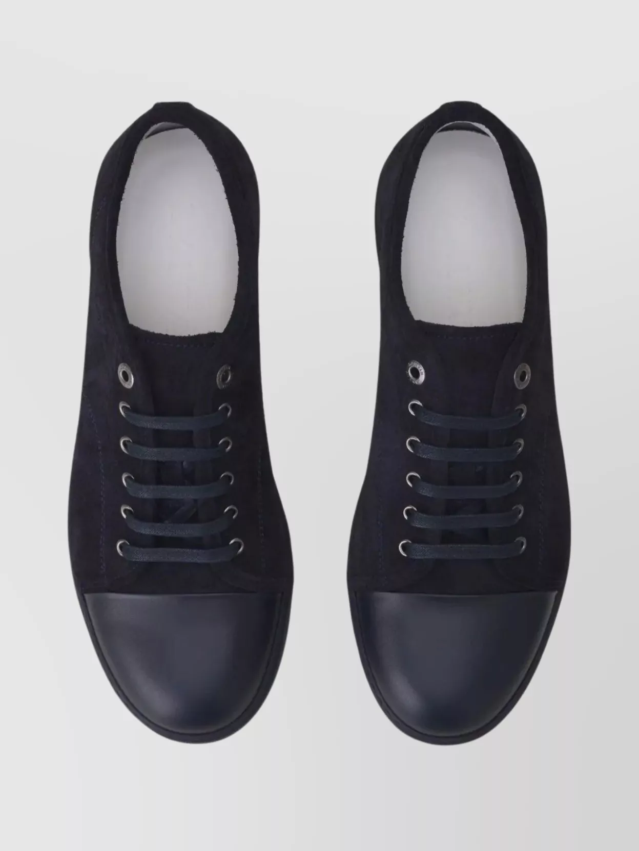 Lanvin Suede Sneakers Featuring Leather Toecap
