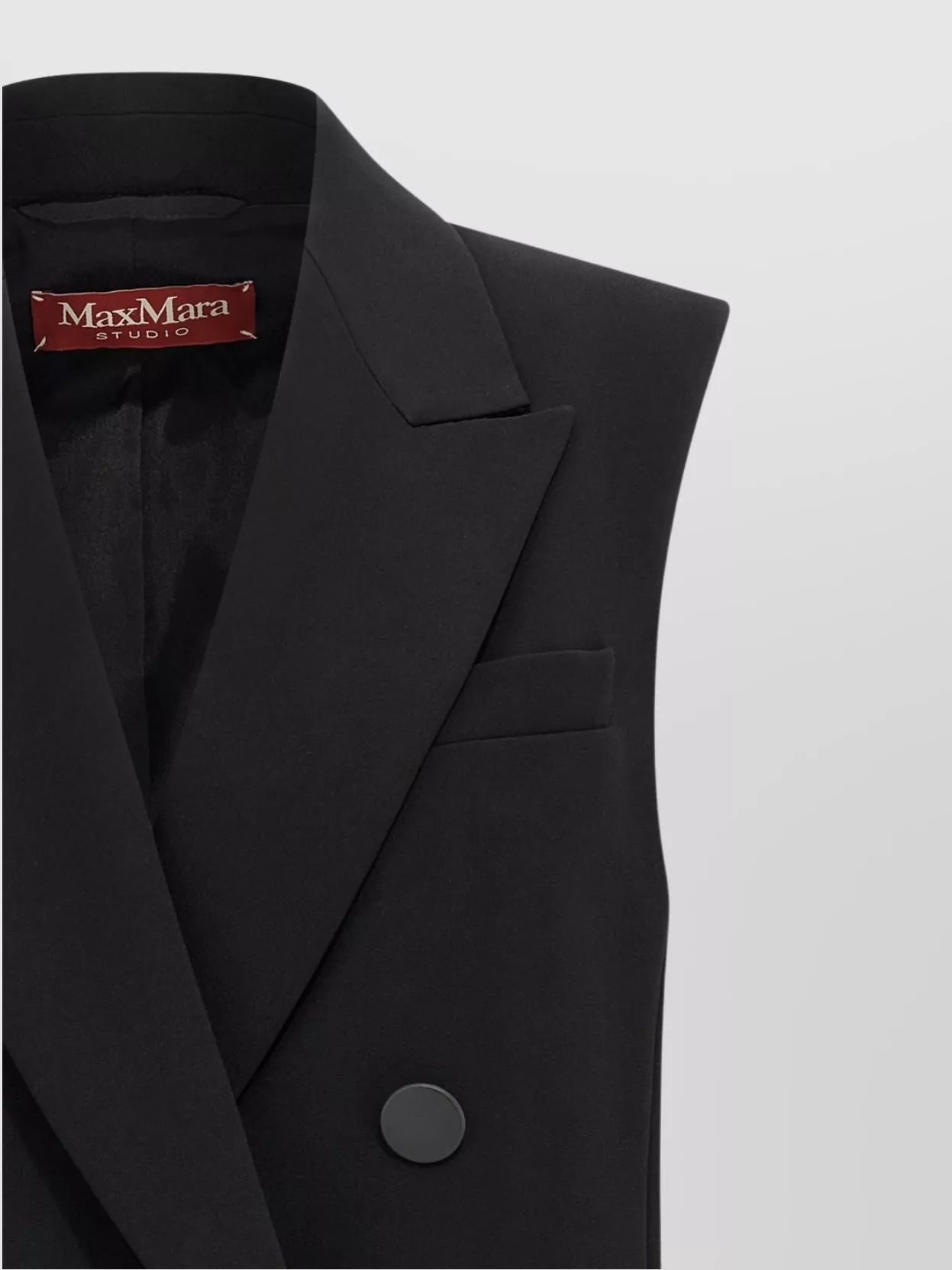 S Max Mara Double-Breasted Sleeveless Jacket Featuring Pockets