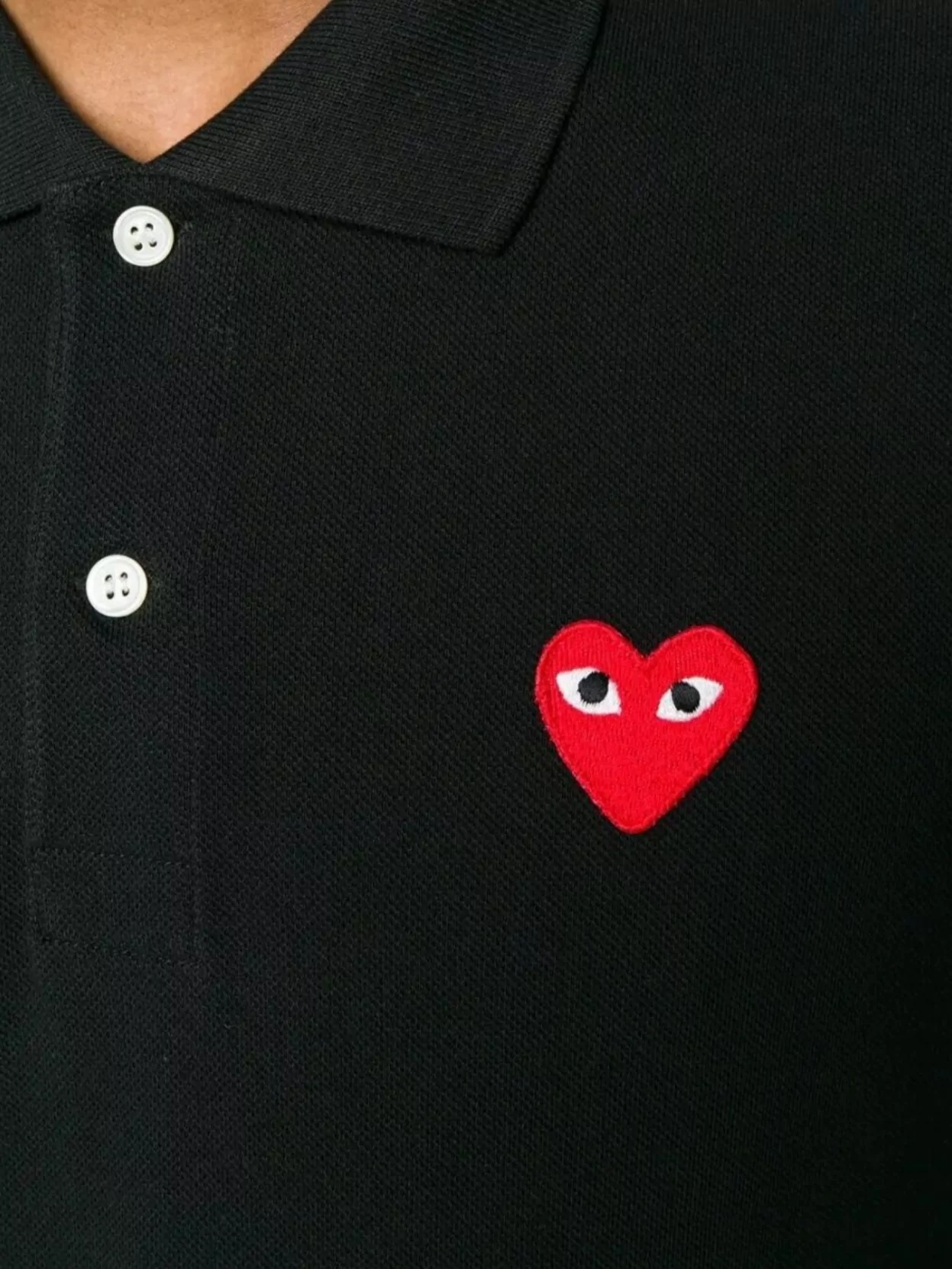 Comme Des Garçons Play Heart Embroidered Cotton Polo