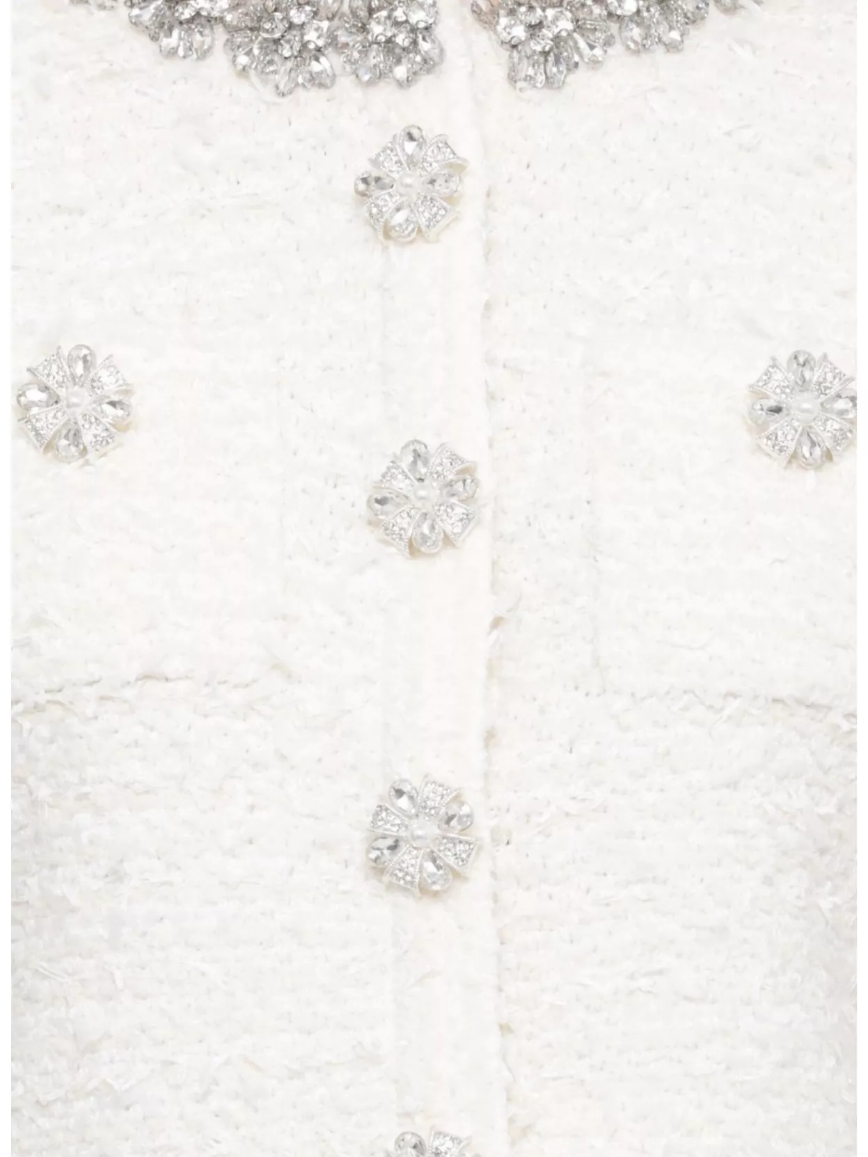 Self-portrait Cropped Knit Cardigan Jewel Buttons In White