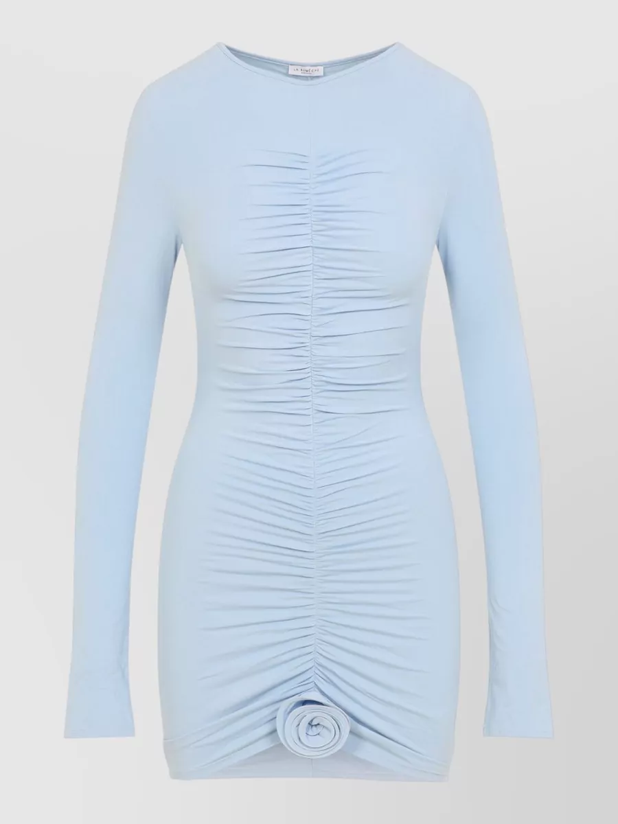 La Reveche Crinkle Asymmetric Long-Sleeve Mini Dress