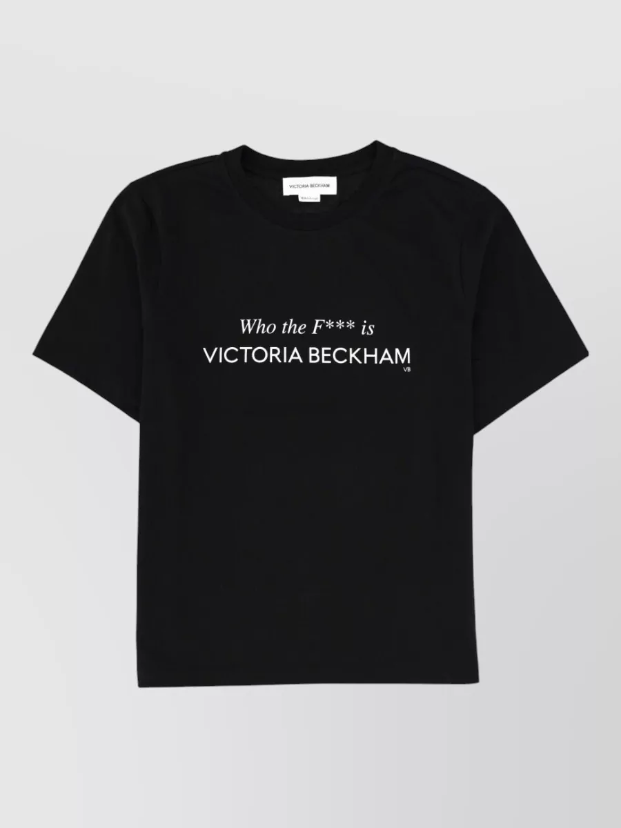 Victoria Beckham Graphic Print Crew Neck Short Sleeve Top In Black