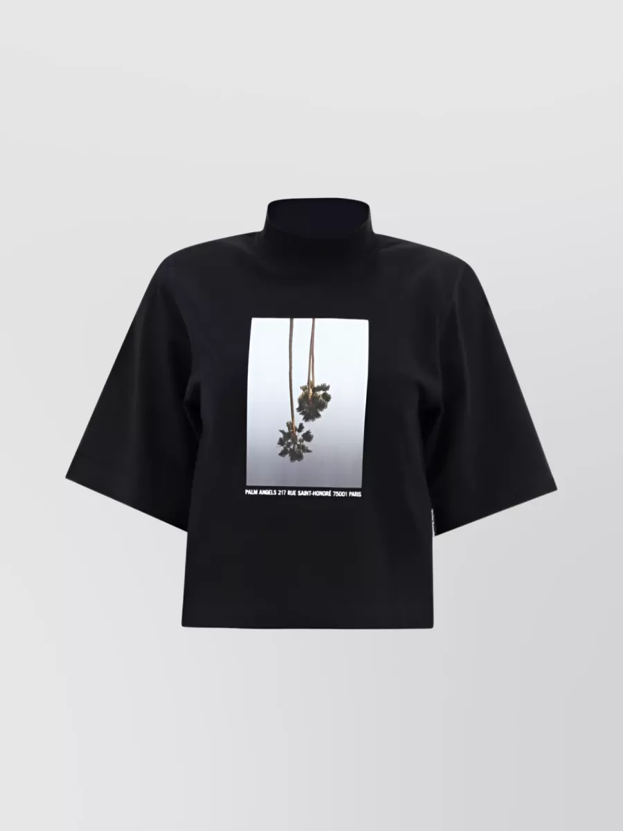 Shop Palm Angels Mirage Cotton Photographic Print T-shirt In Black