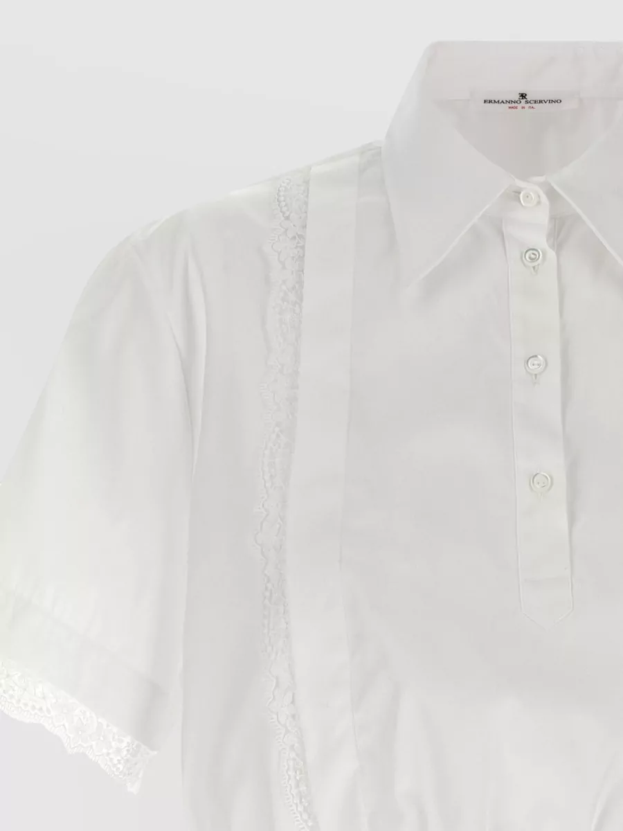 Ermanno Scervino Shirt Lace Detail Collared Neck Elasticated Hem