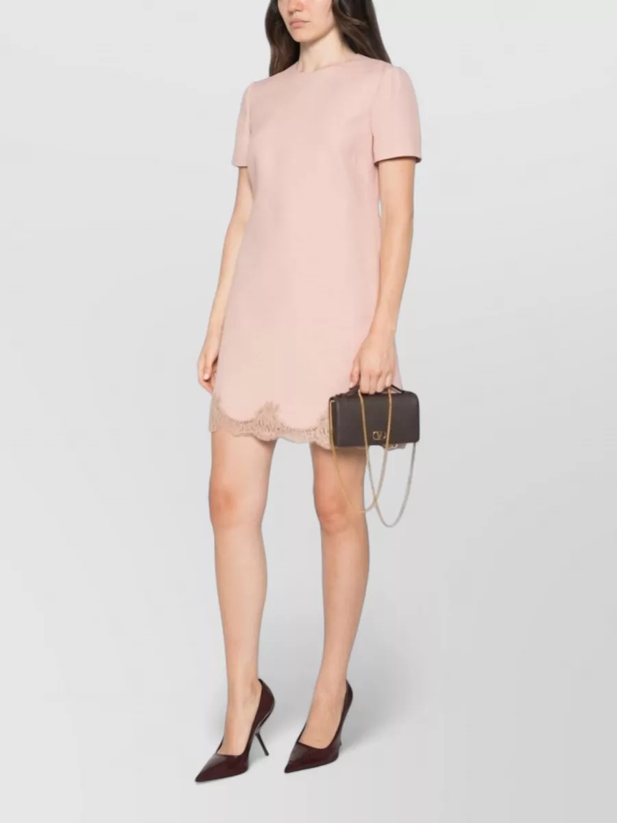 Valentino silk and virgin wool lace trim mini dress
