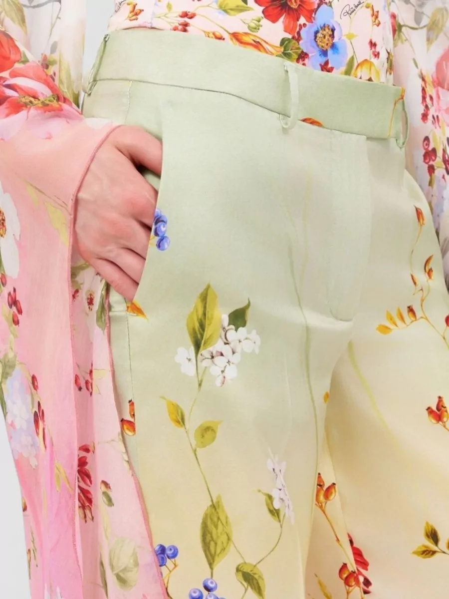 Roberto Cavalli Silk Straight-Leg Wide-Leg Trousers