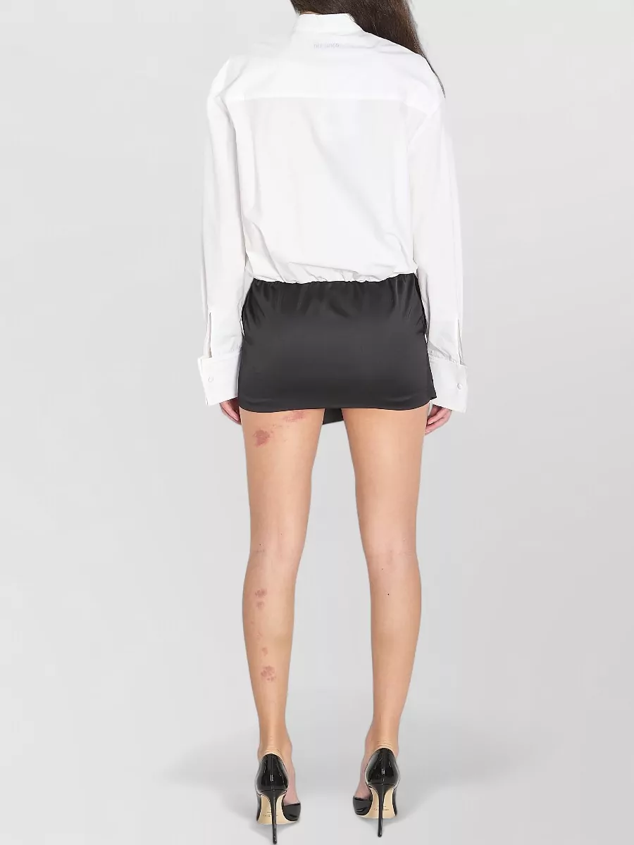 The Attico Draped Bow Mini Dress Long Sleeves