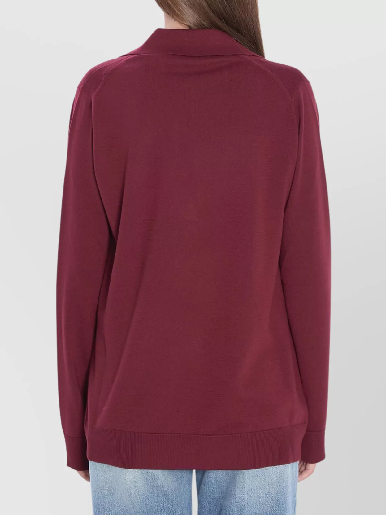 Gucci Wool Polo With Long Sleeves And V-neck In Pink