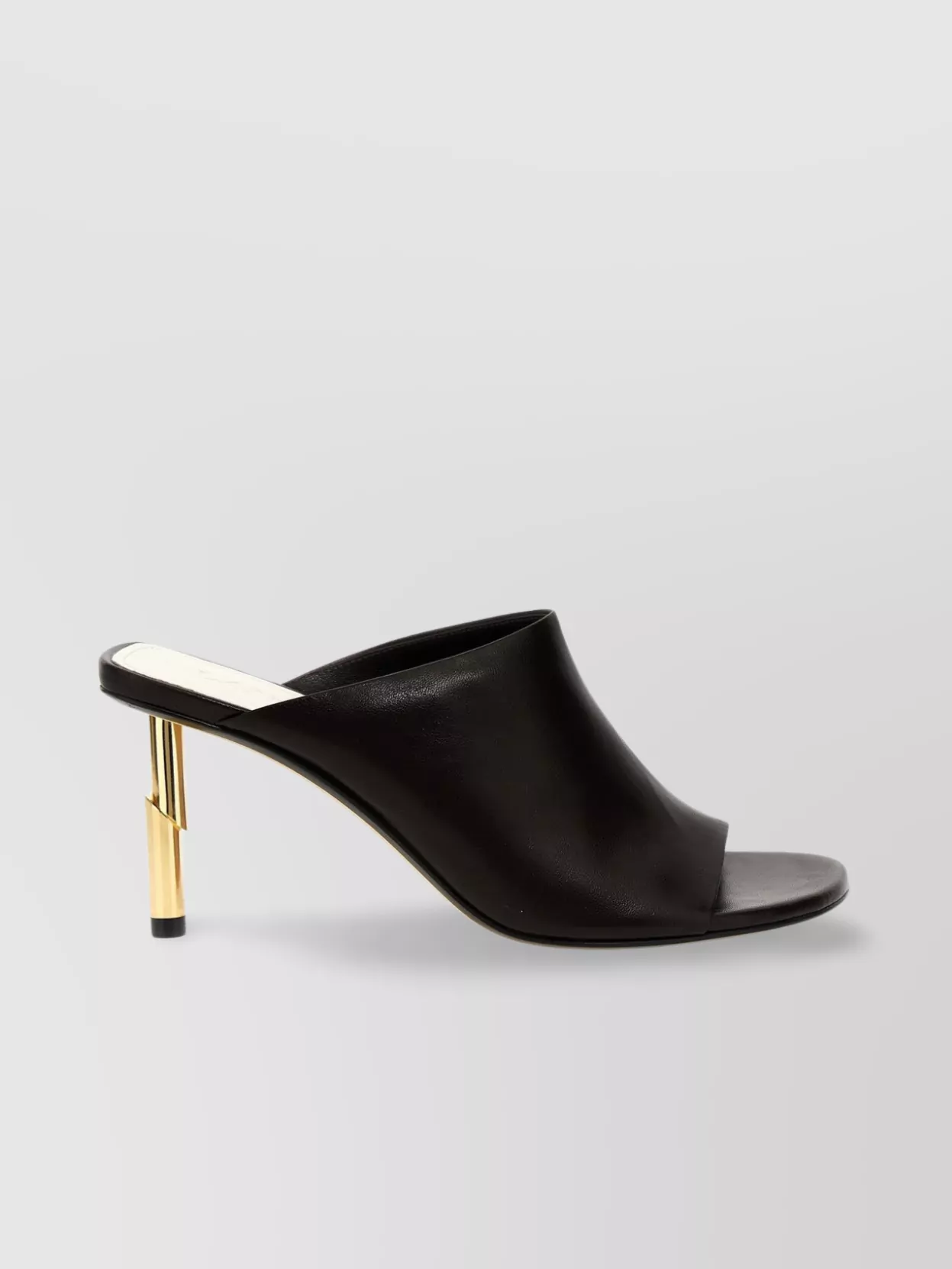 Lanvin Golden Heel Leather Mules With Open Toe In Black
