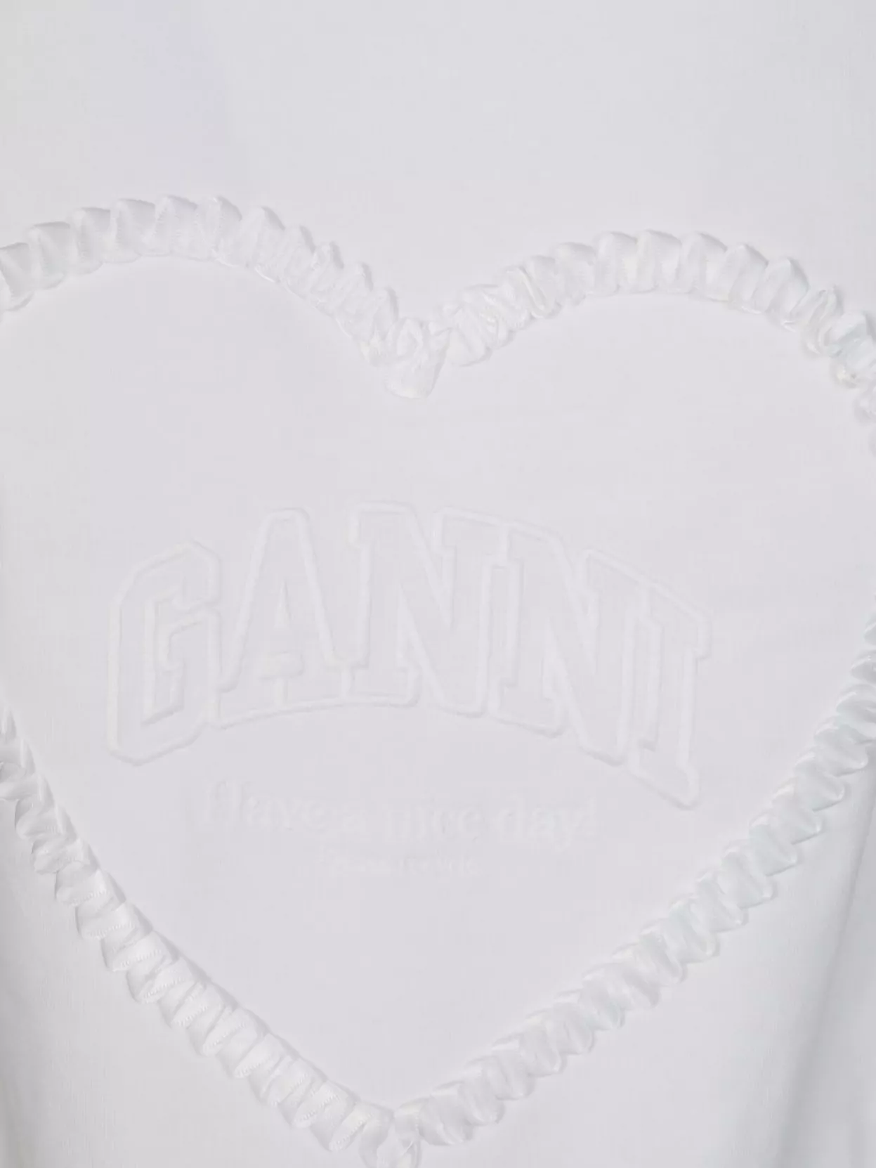 Ganni Heart Embroidery Crew Neck Short Sleeves Top